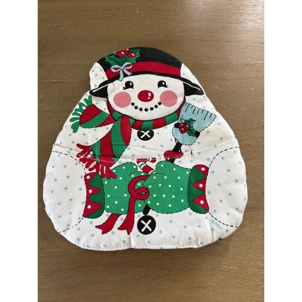 Vintage B&D Christmas Snowman Multi-Pocket Pot Holder Hot Pad Novelty